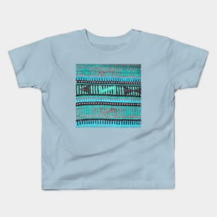 aqua blue green abstract minimal minimalistic stylish modern texture antique carpet photo, For custom orders please DM me. Kids T-Shirt